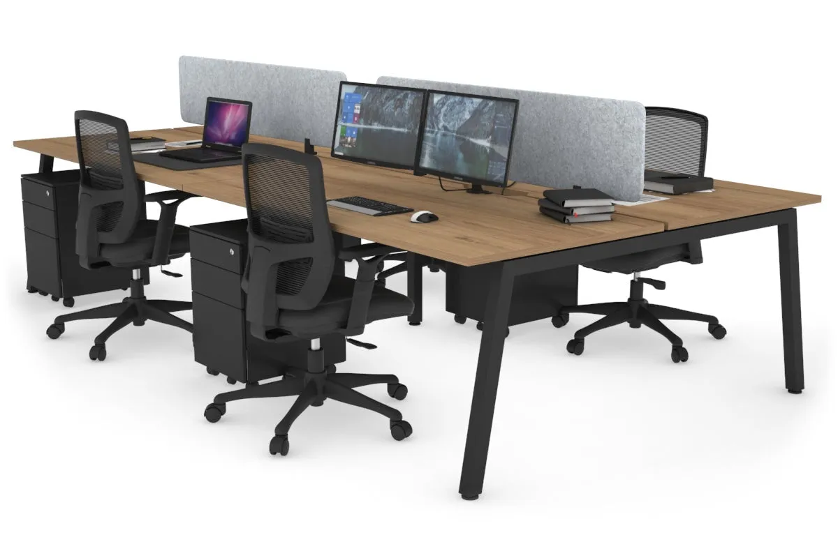 Quadro 4 Person Office Workstation [1400L x 800W with Cable Scallop]