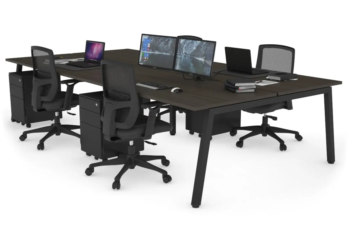 Quadro 4 Person Office Workstation [1400L x 800W with Cable Scallop]