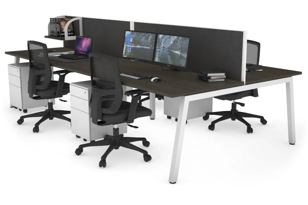 Quadro 4 Person Office Workstation [1400L x 800W with Cable Scallop]