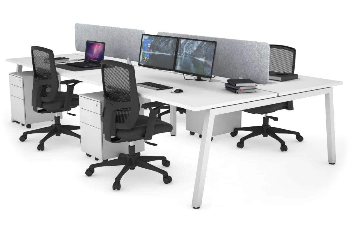 Quadro 4 Person Office Workstation [1400L x 800W with Cable Scallop]