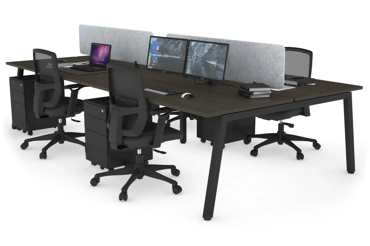 Quadro 4 Person Office Workstation [1400L x 800W with Cable Scallop]