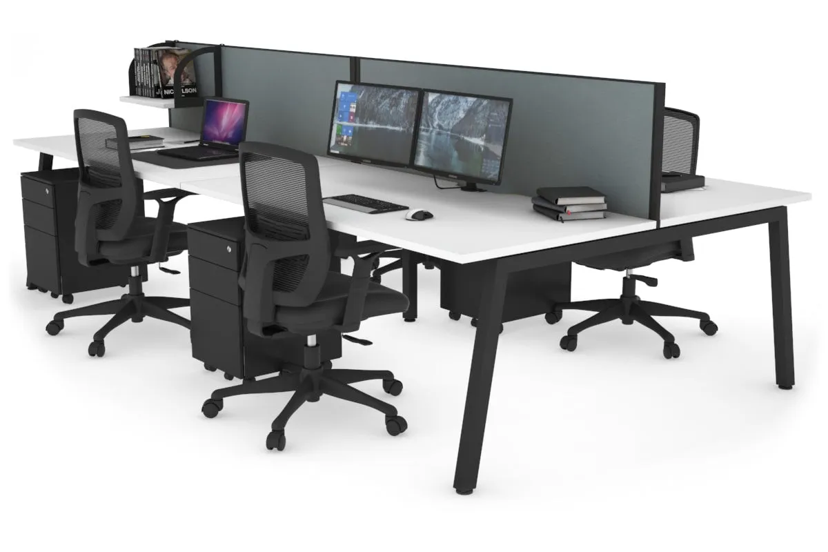 Quadro 4 Person Office Workstation [1400L x 800W with Cable Scallop]