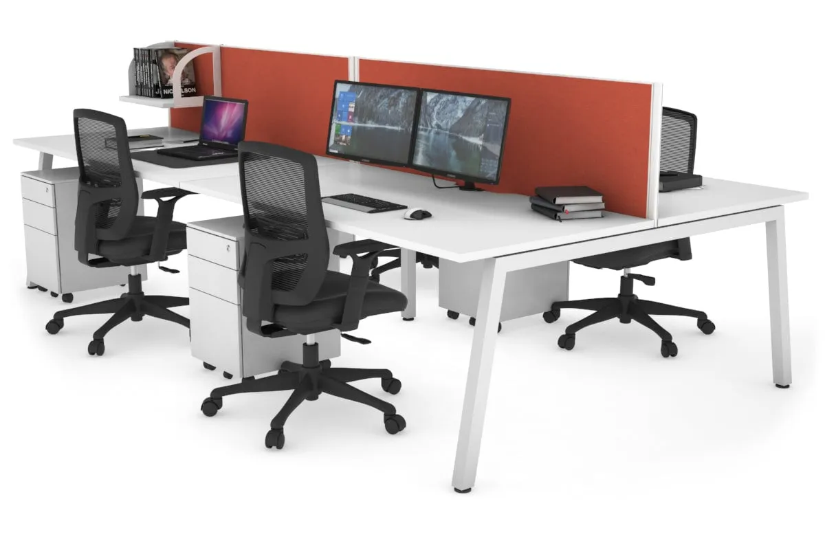 Quadro 4 Person Office Workstation [1400L x 800W with Cable Scallop]