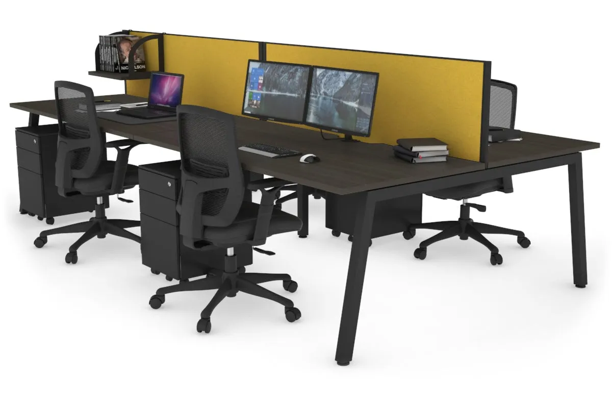 Quadro 4 Person Office Workstation [1400L x 800W with Cable Scallop]