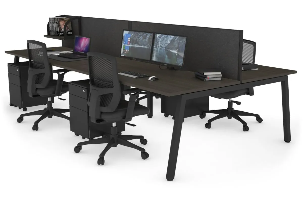 Quadro 4 Person Office Workstation [1400L x 800W with Cable Scallop]