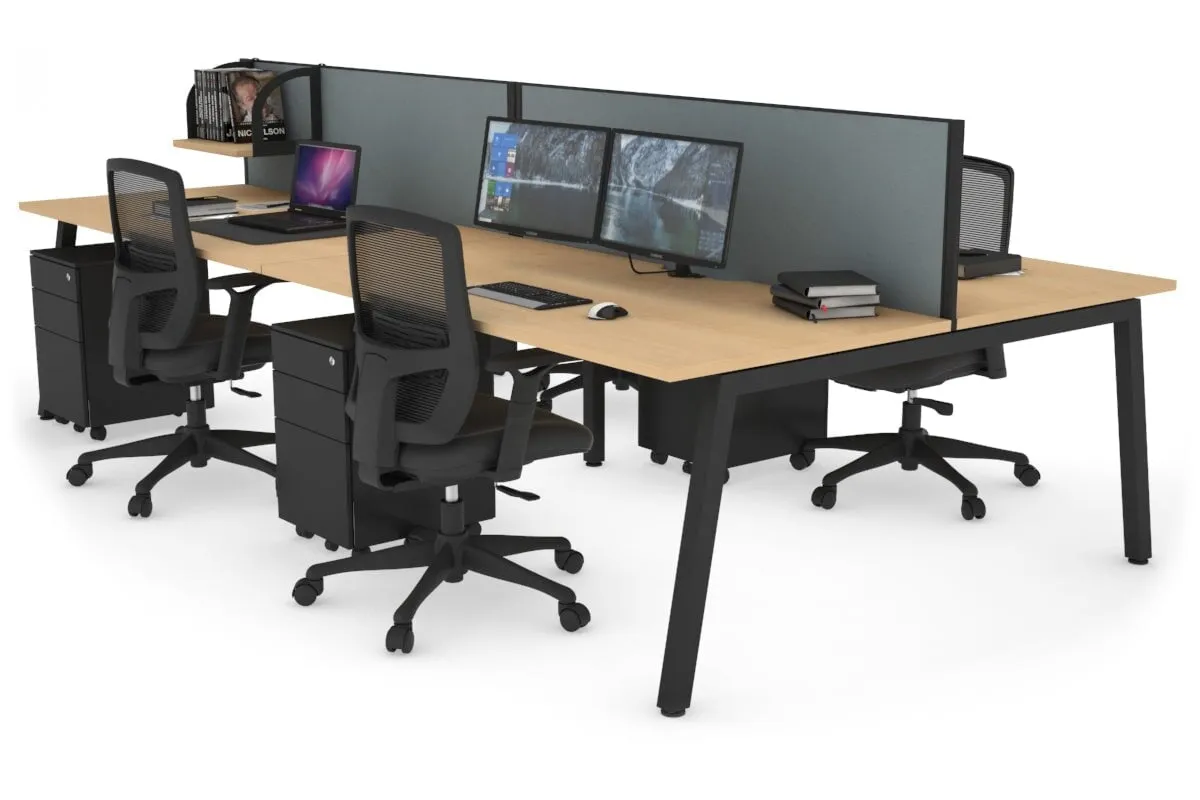 Quadro 4 Person Office Workstation [1400L x 800W with Cable Scallop]