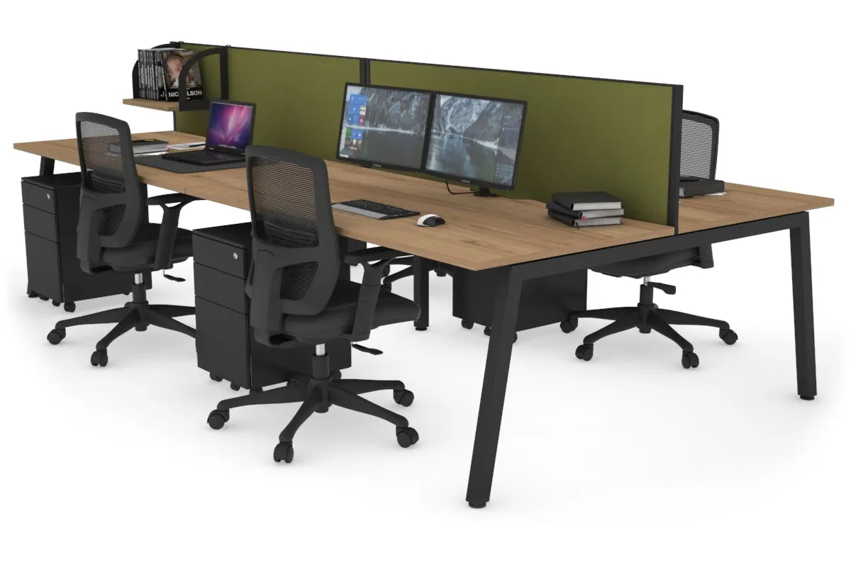 Quadro 4 Person Office Workstation [1400L x 800W with Cable Scallop]