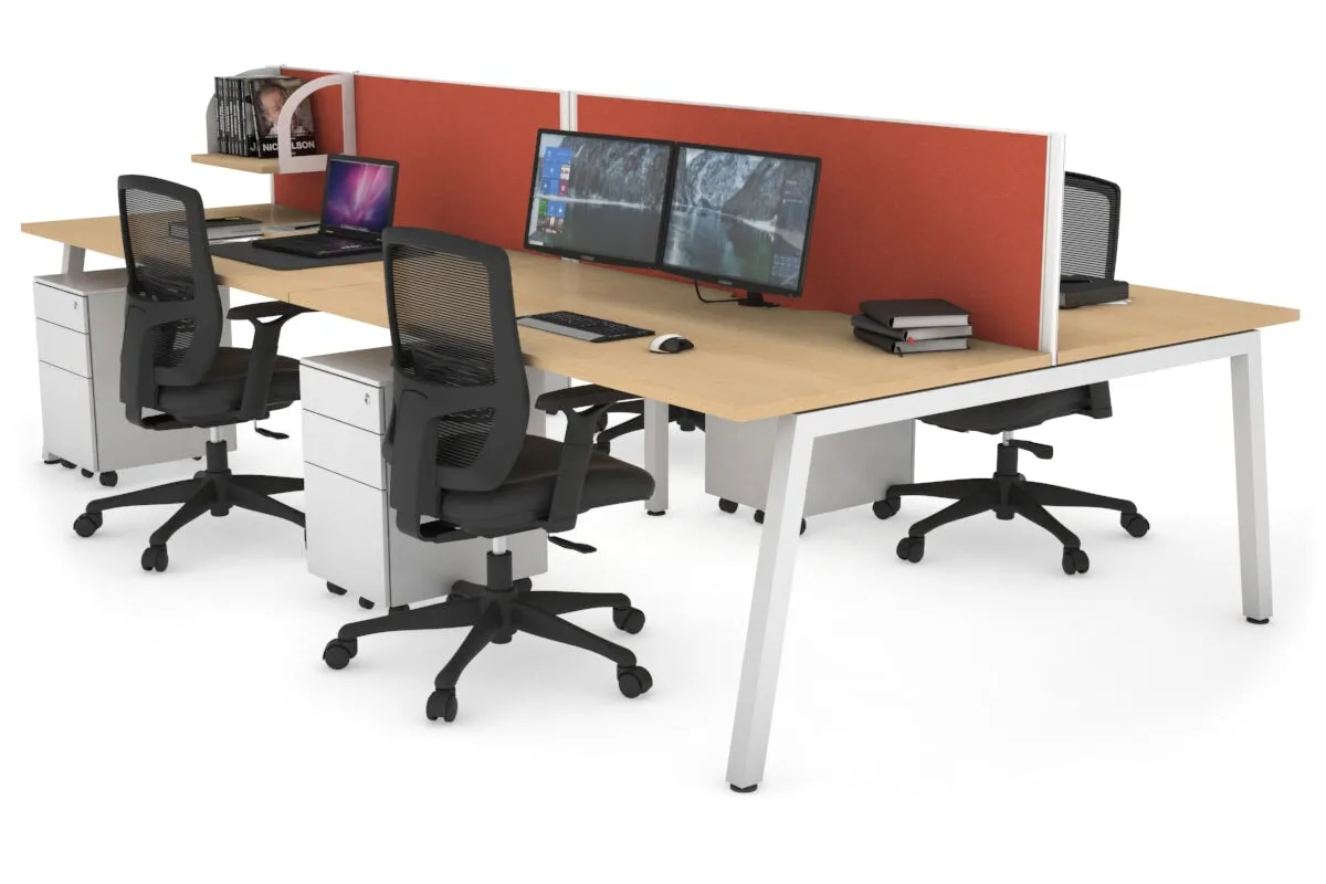 Quadro 4 Person Office Workstation [1400L x 800W with Cable Scallop]