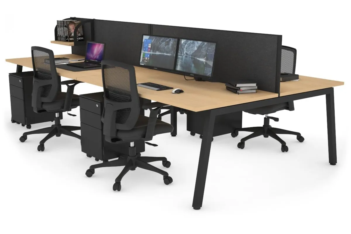 Quadro 4 Person Office Workstation [1400L x 800W with Cable Scallop]