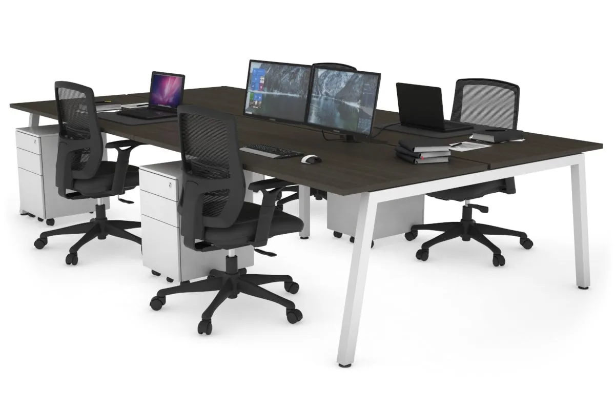 Quadro 4 Person Office Workstation [1400L x 800W with Cable Scallop]