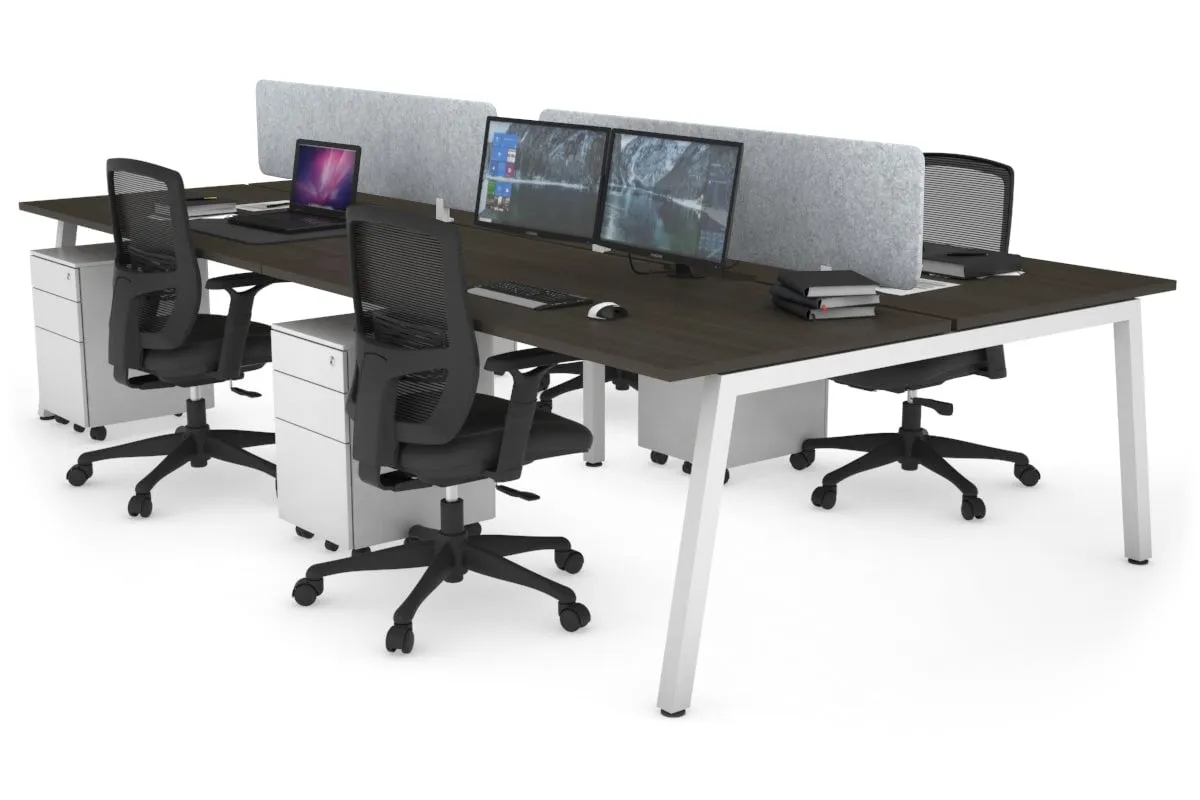 Quadro 4 Person Office Workstation [1400L x 800W with Cable Scallop]