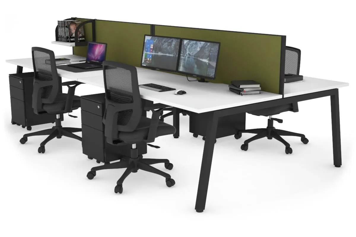 Quadro 4 Person Office Workstation [1400L x 800W with Cable Scallop]