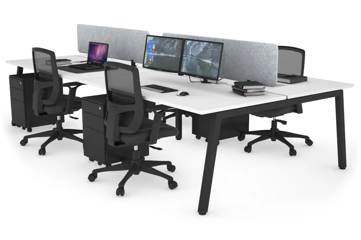 Quadro 4 Person Office Workstation [1400L x 800W with Cable Scallop]