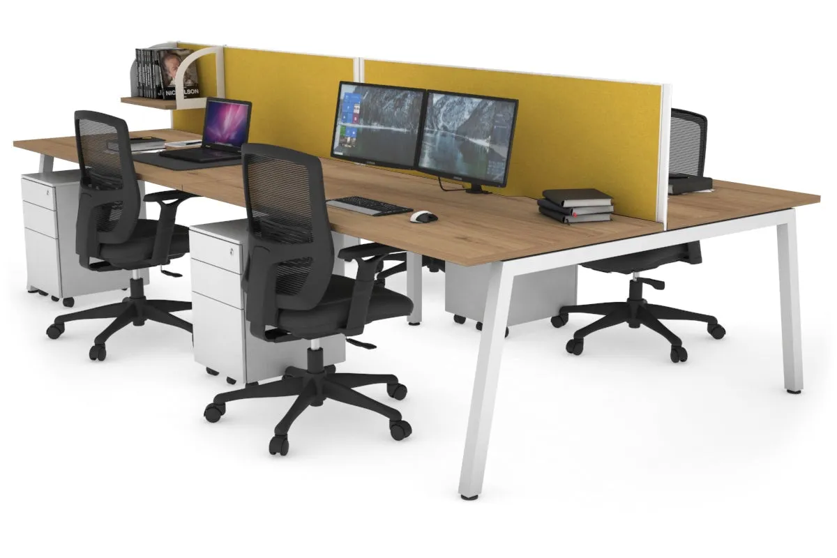 Quadro 4 Person Office Workstation [1400L x 800W with Cable Scallop]