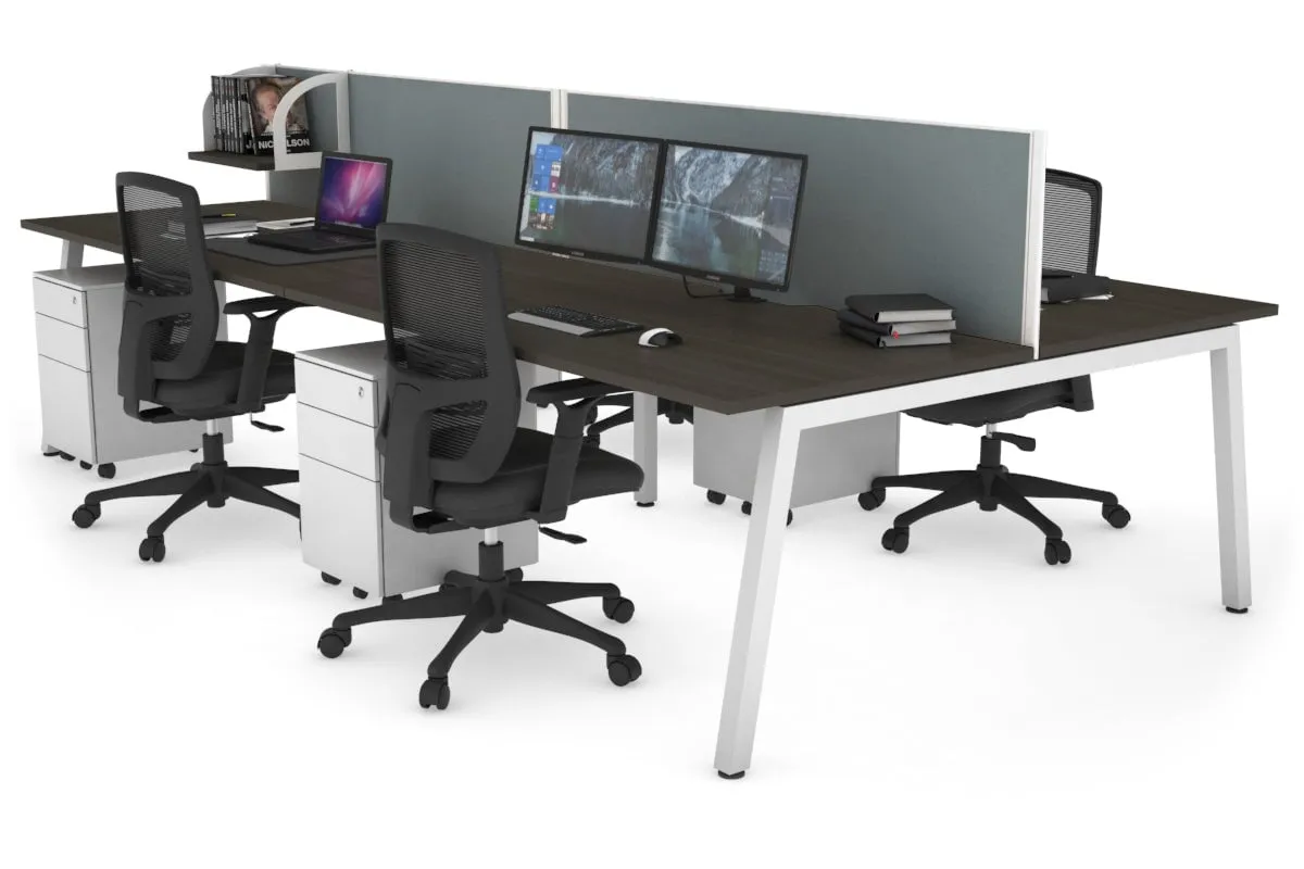 Quadro 4 Person Office Workstation [1400L x 800W with Cable Scallop]