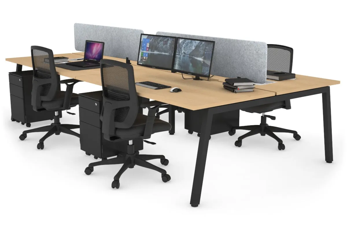 Quadro 4 Person Office Workstation [1400L x 800W with Cable Scallop]