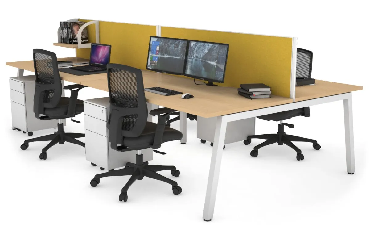 Quadro 4 Person Office Workstation [1400L x 800W with Cable Scallop]