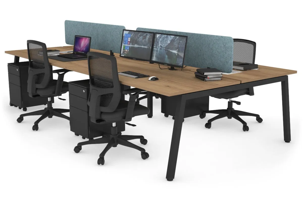 Quadro 4 Person Office Workstation [1400L x 800W with Cable Scallop]