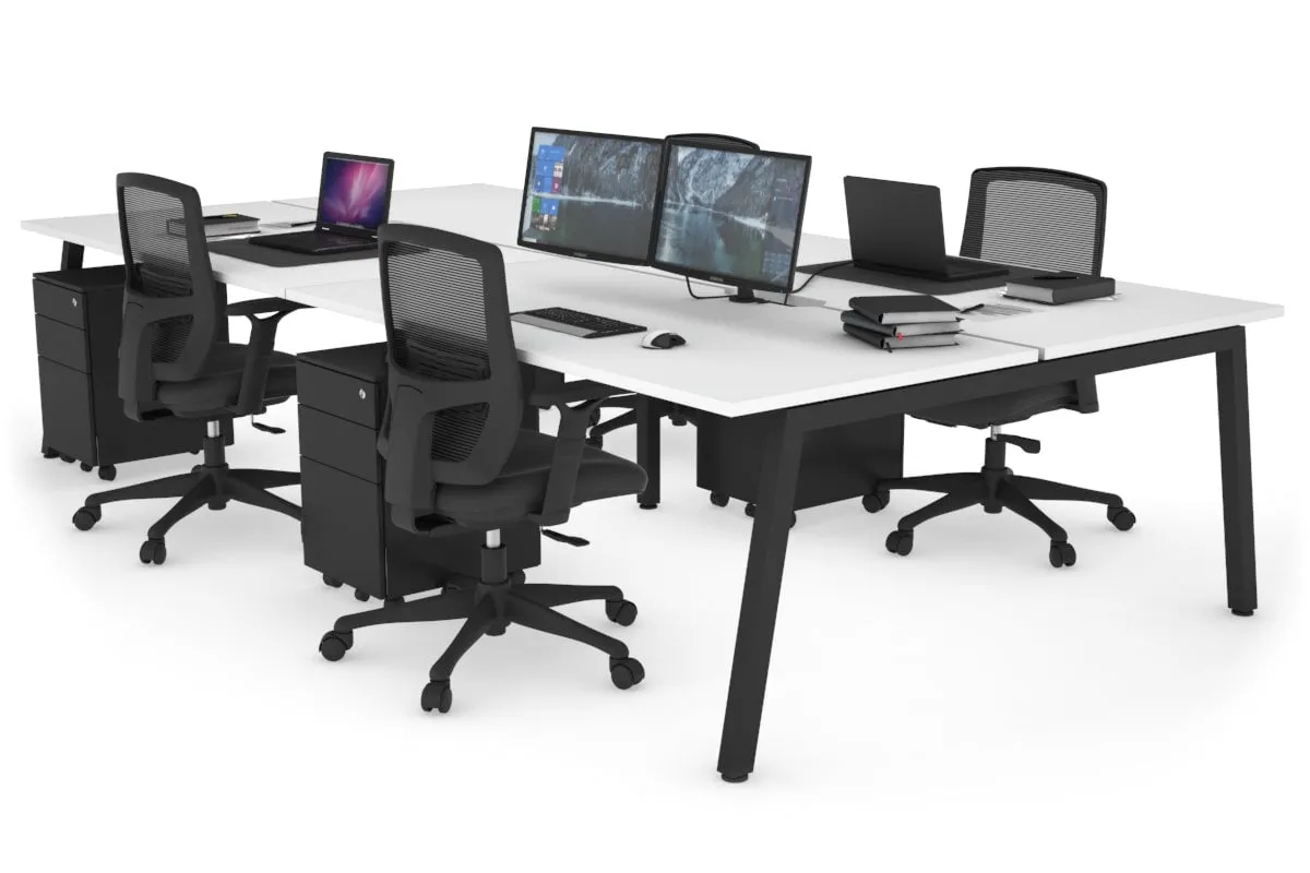 Quadro 4 Person Office Workstation [1400L x 800W with Cable Scallop]