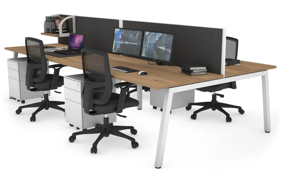 Quadro 4 Person Office Workstation [1400L x 800W with Cable Scallop]