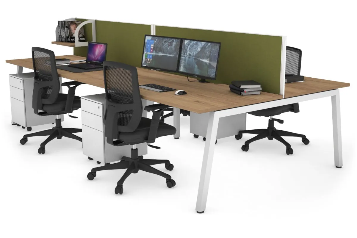 Quadro 4 Person Office Workstation [1400L x 800W with Cable Scallop]