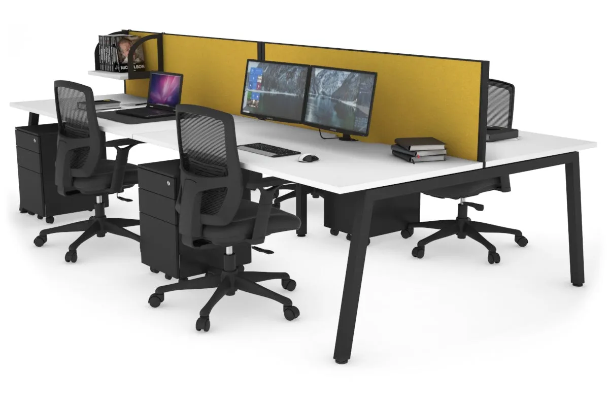 Quadro 4 Person Office Workstation [1400L x 800W with Cable Scallop]