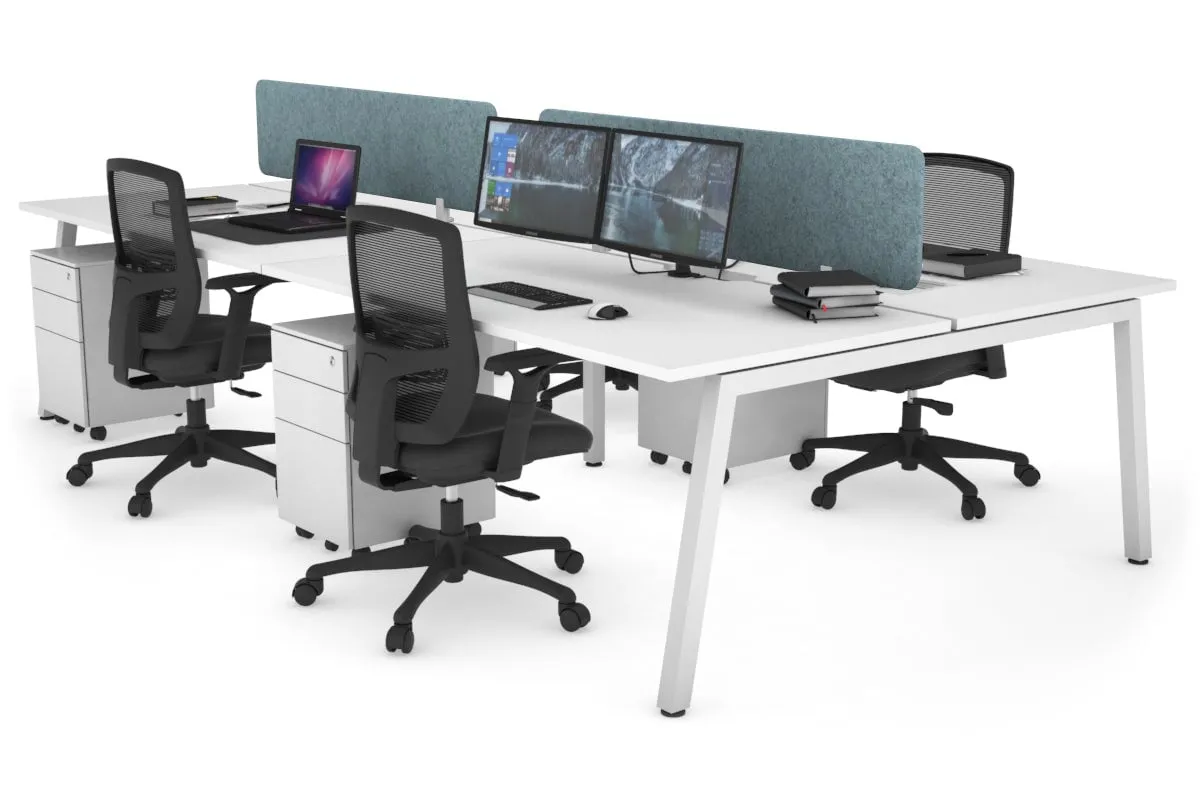 Quadro 4 Person Office Workstation [1400L x 800W with Cable Scallop]