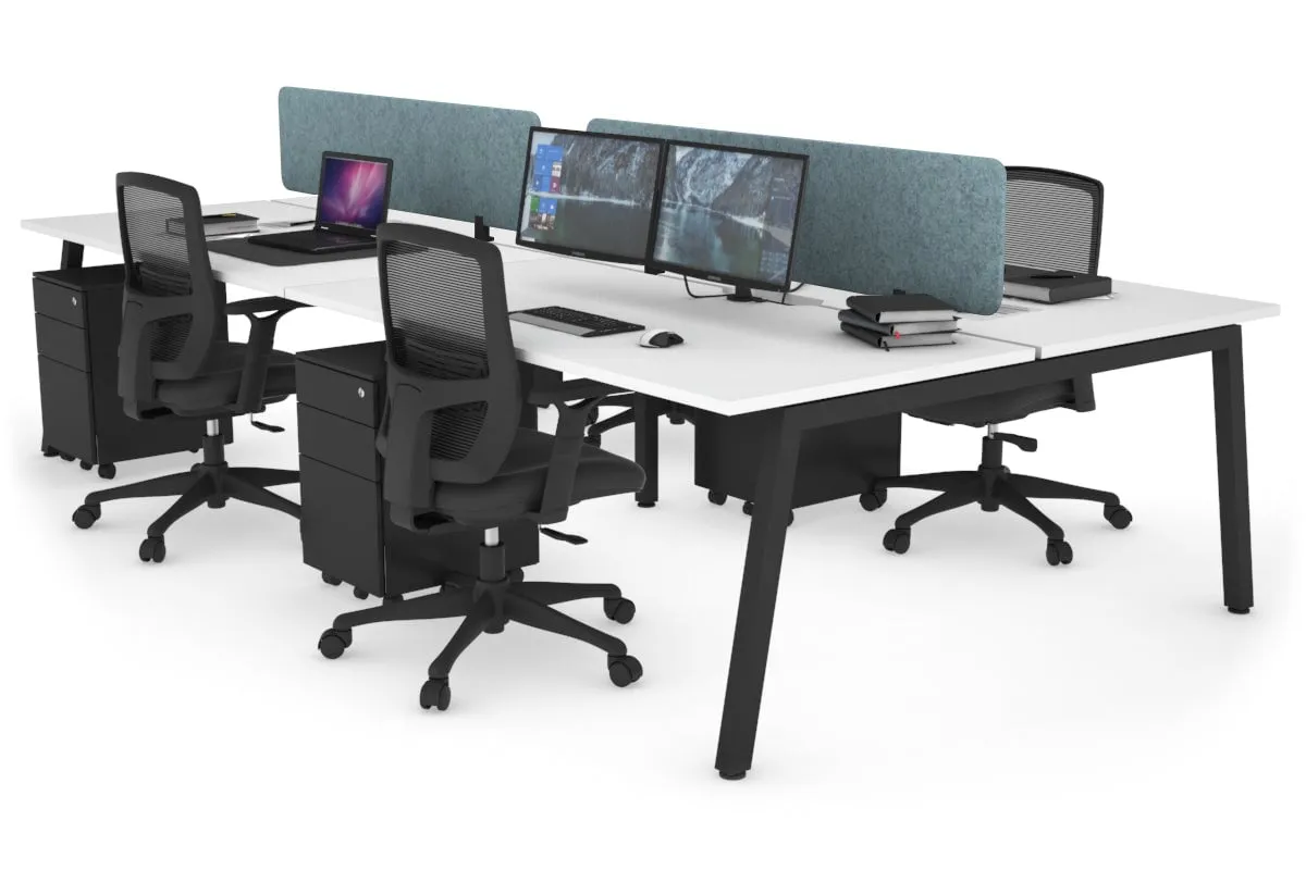 Quadro 4 Person Office Workstation [1400L x 800W with Cable Scallop]