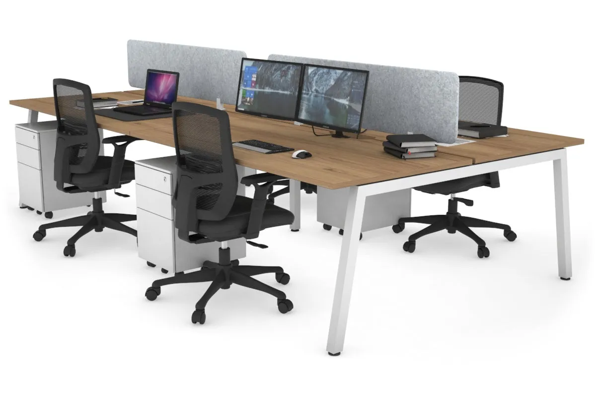 Quadro 4 Person Office Workstation [1400L x 800W with Cable Scallop]