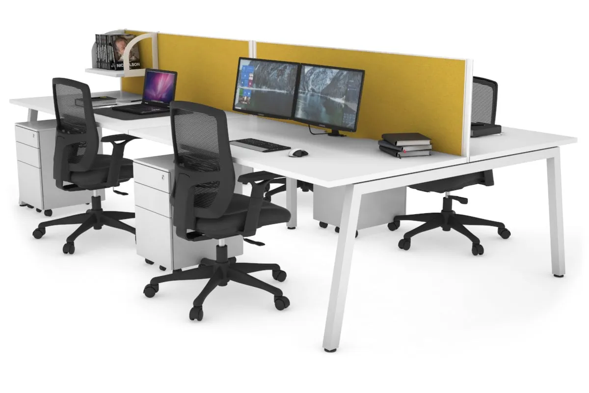 Quadro 4 Person Office Workstation [1400L x 800W with Cable Scallop]