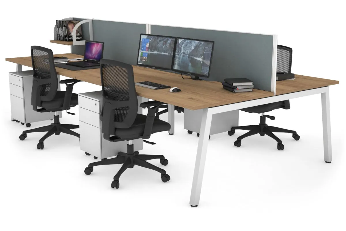 Quadro 4 Person Office Workstation [1400L x 800W with Cable Scallop]