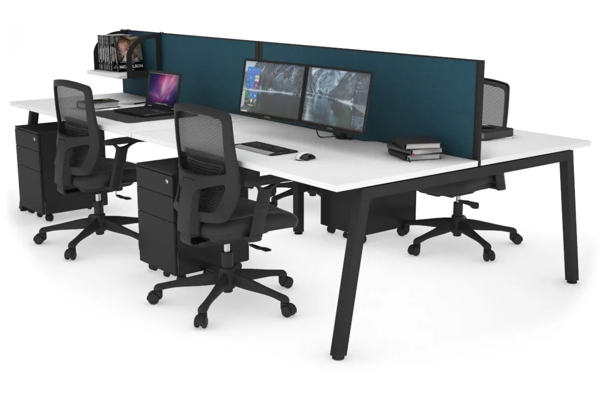 Quadro 4 Person Office Workstation [1400L x 800W with Cable Scallop]