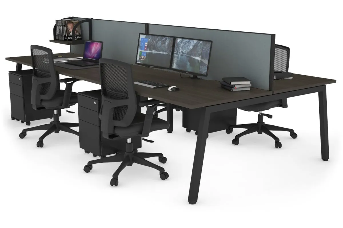 Quadro 4 Person Office Workstation [1400L x 800W with Cable Scallop]