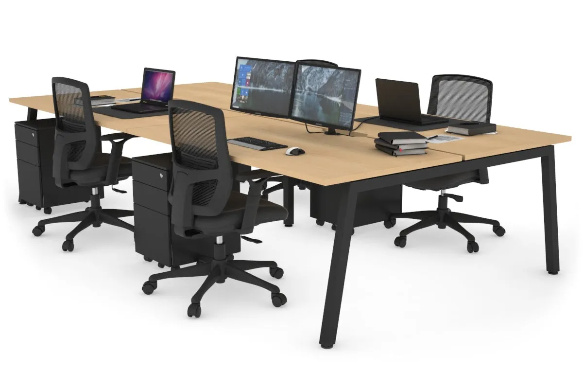 Quadro 4 Person Office Workstation [1400L x 800W with Cable Scallop]