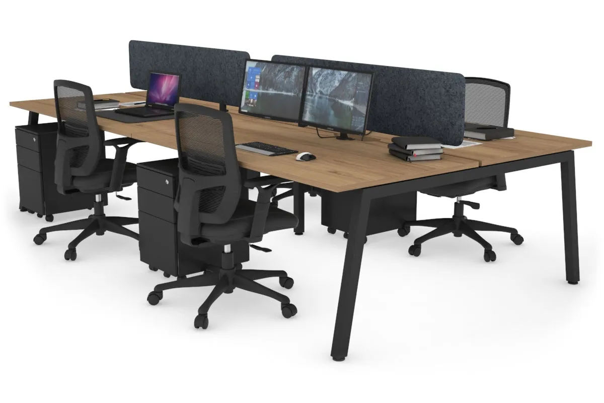 Quadro 4 Person Office Workstation [1400L x 800W with Cable Scallop]