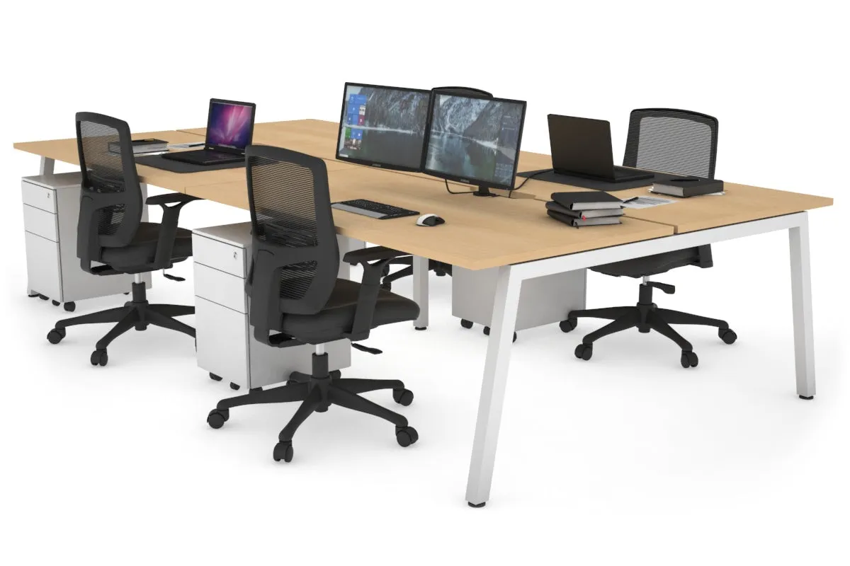 Quadro 4 Person Office Workstation [1400L x 800W with Cable Scallop]