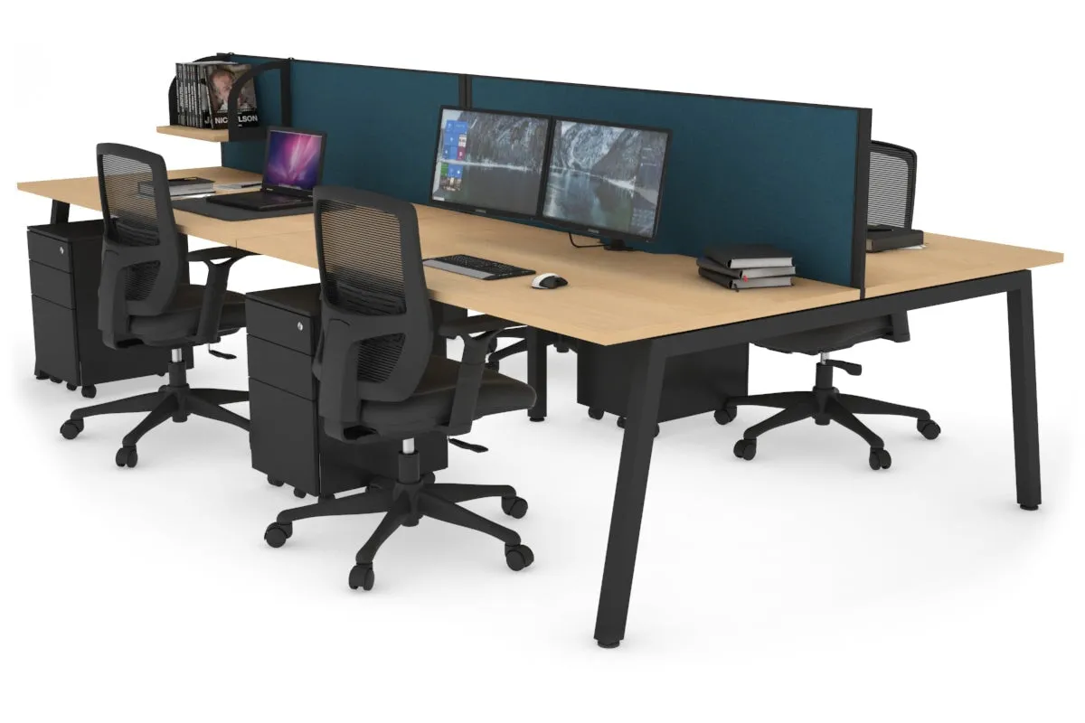 Quadro 4 Person Office Workstation [1400L x 800W with Cable Scallop]