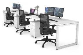 Quadro Loop Legs 3 Person Run Office Workstation [1400L x 800W with Cable Scallop]