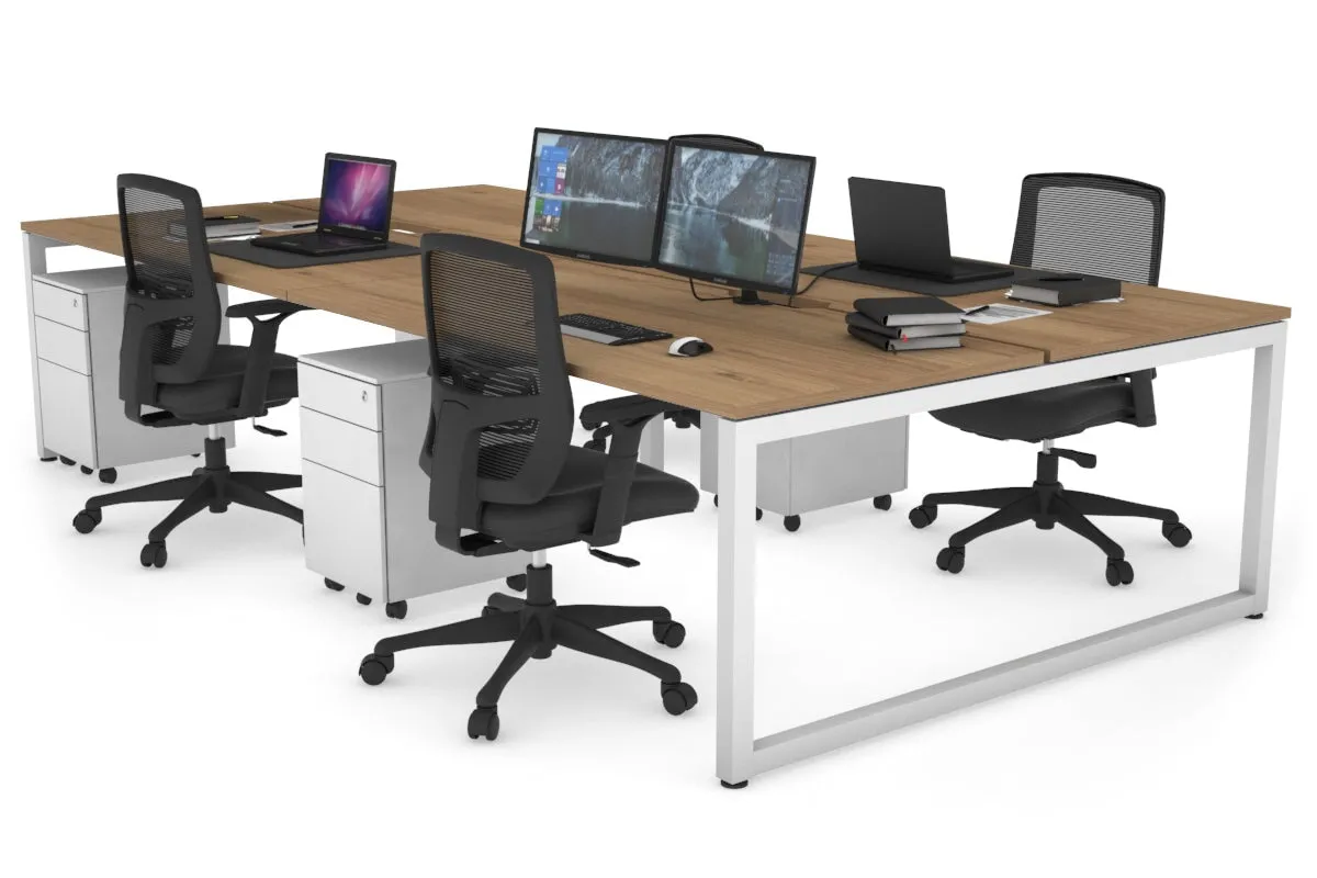 Quadro Loop Legs 4 Person Office Workstation [1400L x 800W with Cable Scallop]