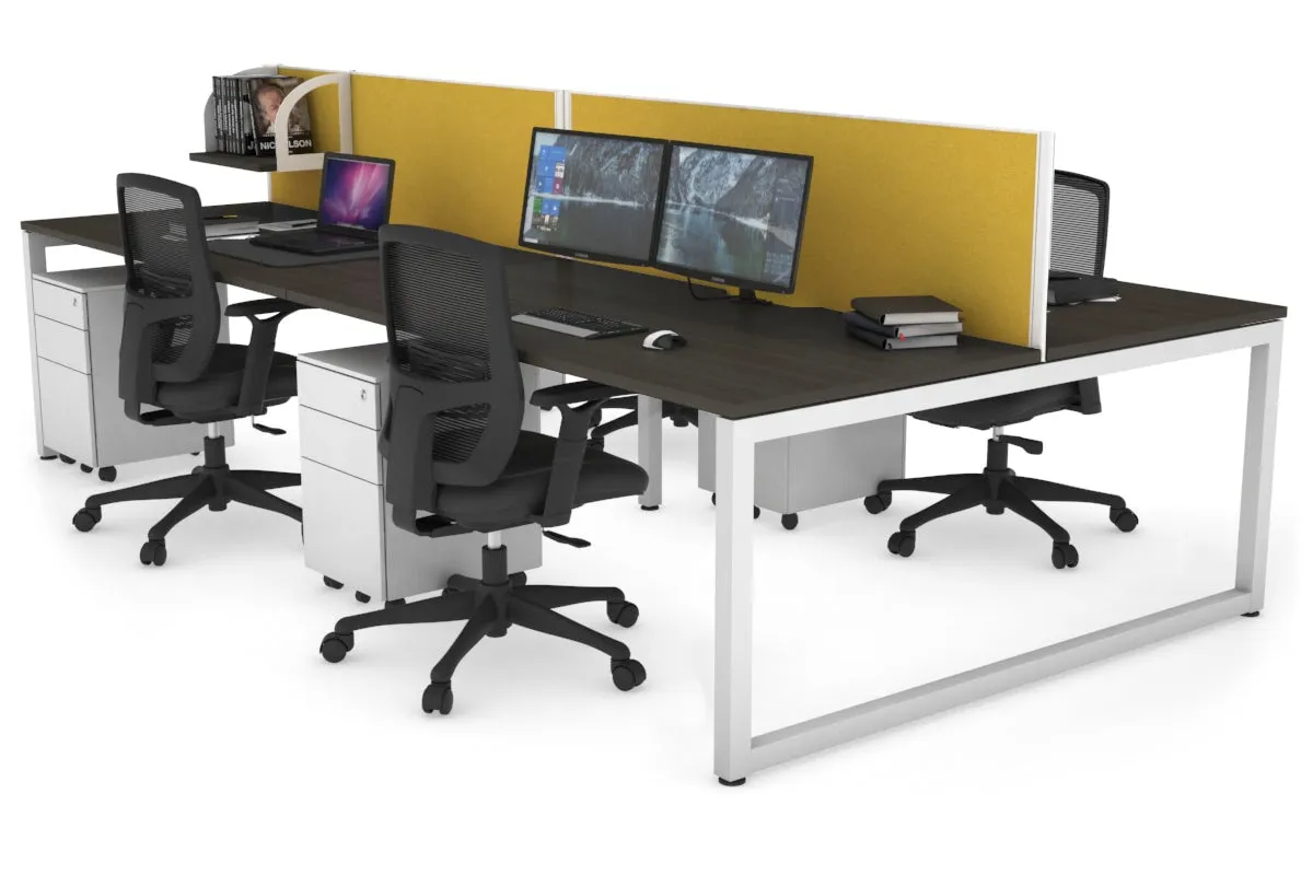 Quadro Loop Legs 4 Person Office Workstation [1400L x 800W with Cable Scallop]