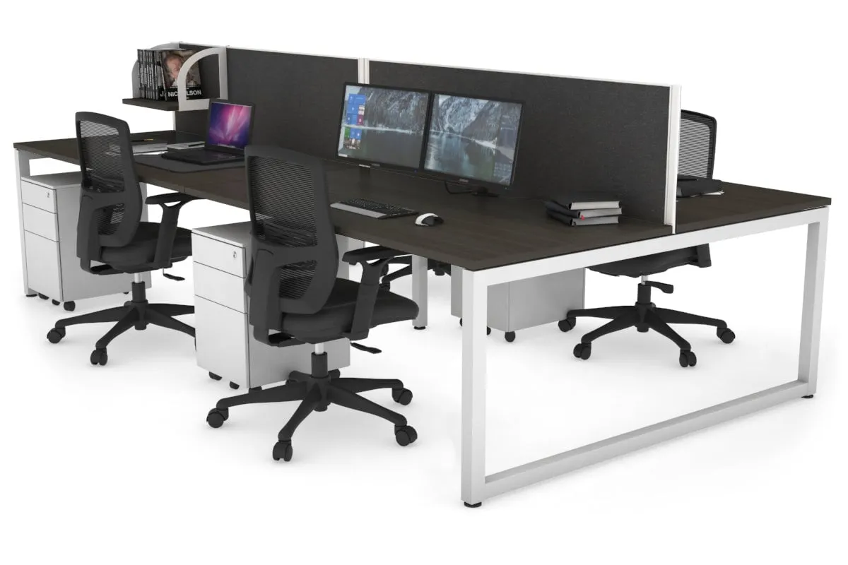 Quadro Loop Legs 4 Person Office Workstation [1400L x 800W with Cable Scallop]