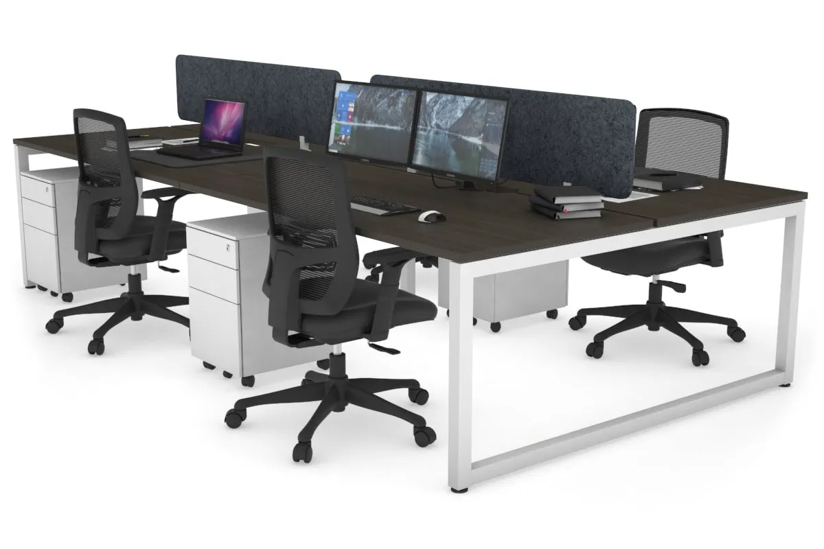 Quadro Loop Legs 4 Person Office Workstation [1400L x 800W with Cable Scallop]