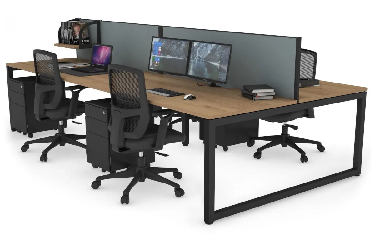 Quadro Loop Legs 4 Person Office Workstation [1400L x 800W with Cable Scallop]