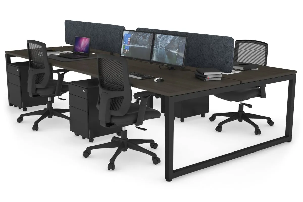 Quadro Loop Legs 4 Person Office Workstation [1400L x 800W with Cable Scallop]