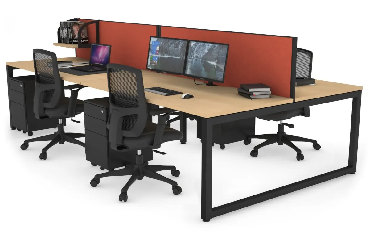 Quadro Loop Legs 4 Person Office Workstation [1400L x 800W with Cable Scallop]