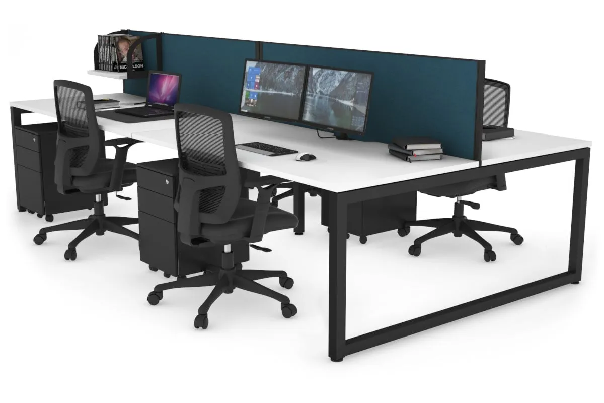 Quadro Loop Legs 4 Person Office Workstation [1400L x 800W with Cable Scallop]