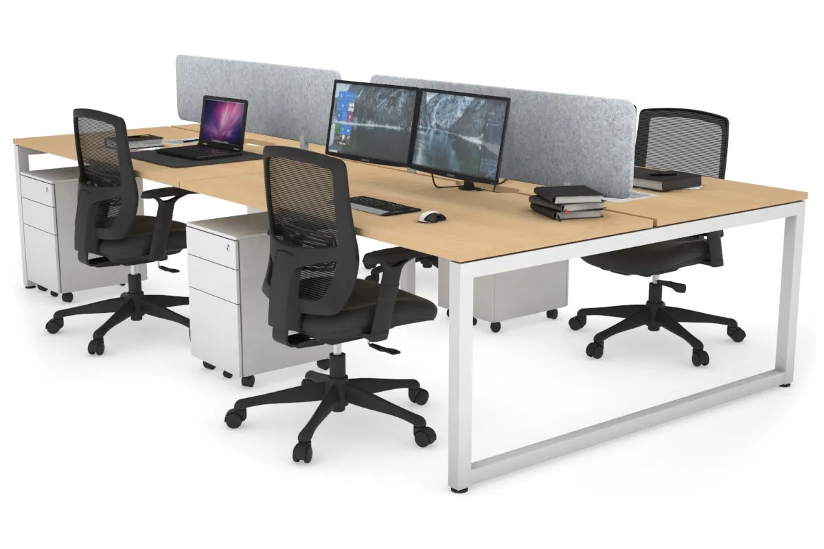 Quadro Loop Legs 4 Person Office Workstation [1400L x 800W with Cable Scallop]