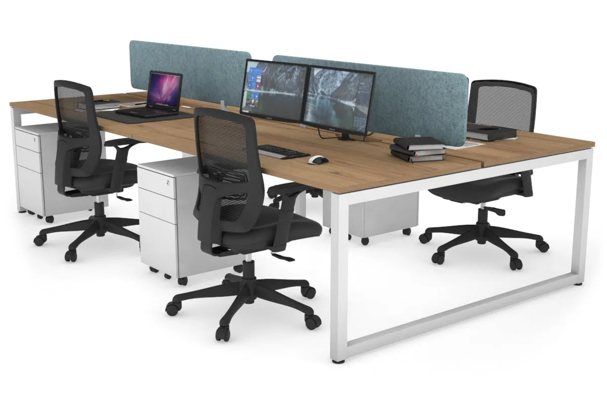 Quadro Loop Legs 4 Person Office Workstation [1400L x 800W with Cable Scallop]