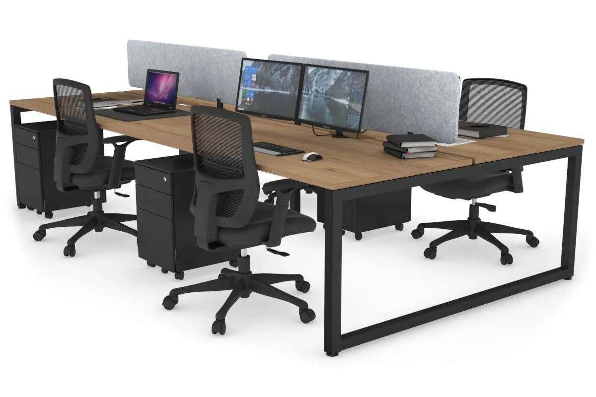 Quadro Loop Legs 4 Person Office Workstation [1400L x 800W with Cable Scallop]