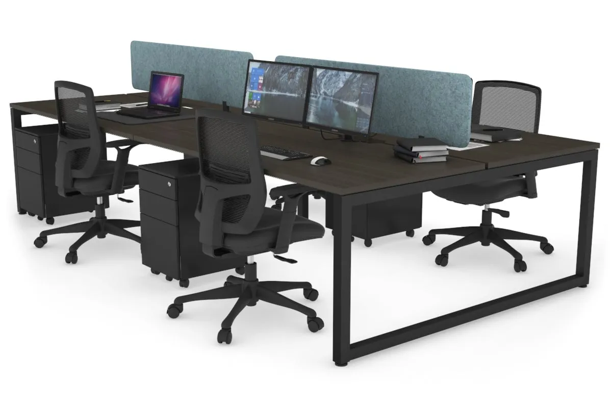 Quadro Loop Legs 4 Person Office Workstation [1400L x 800W with Cable Scallop]